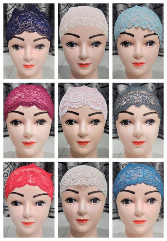 Pack of 6 Lace bands for girls Hijab caps